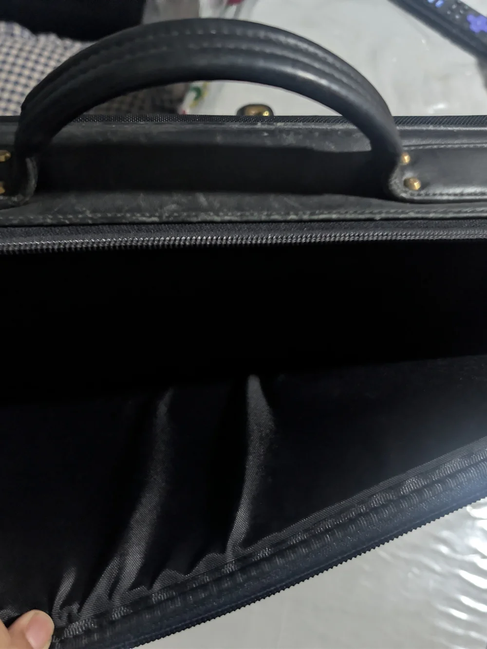 Coach Black Leather Work Briefcase with Top Handle and Strap
